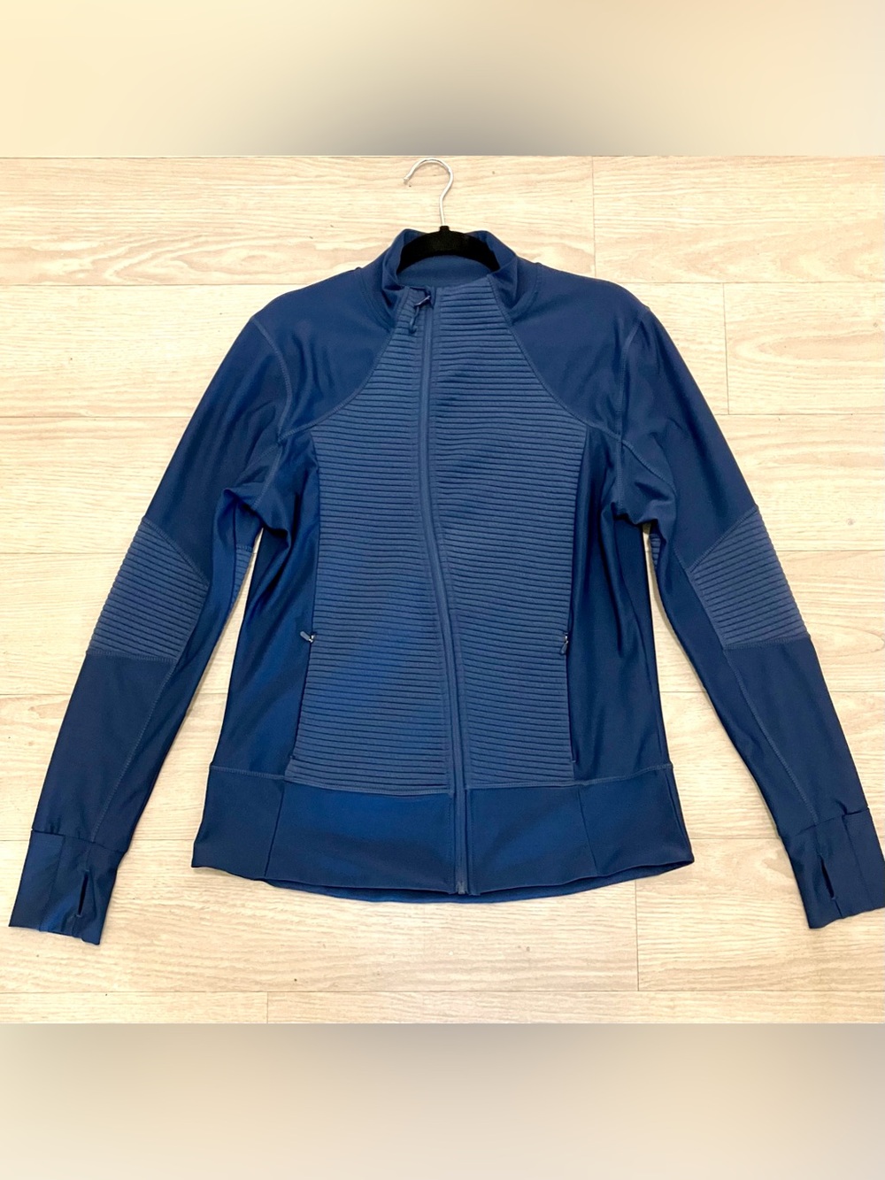 Mondetta Navy Blue Ribbed Full-Zip Tactical Athletic Jacket: Sz. L